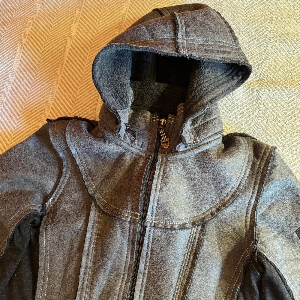 Kuhl Dani Sherpa Trench Sueded Long Jacket, Gray‎ Black, Size XS - Picture 5 of 14